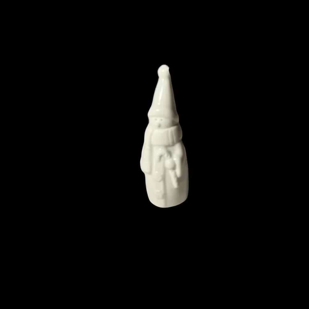 White Ceramic Snowman Ornaments Lot of 3 Christmas Holiday 4